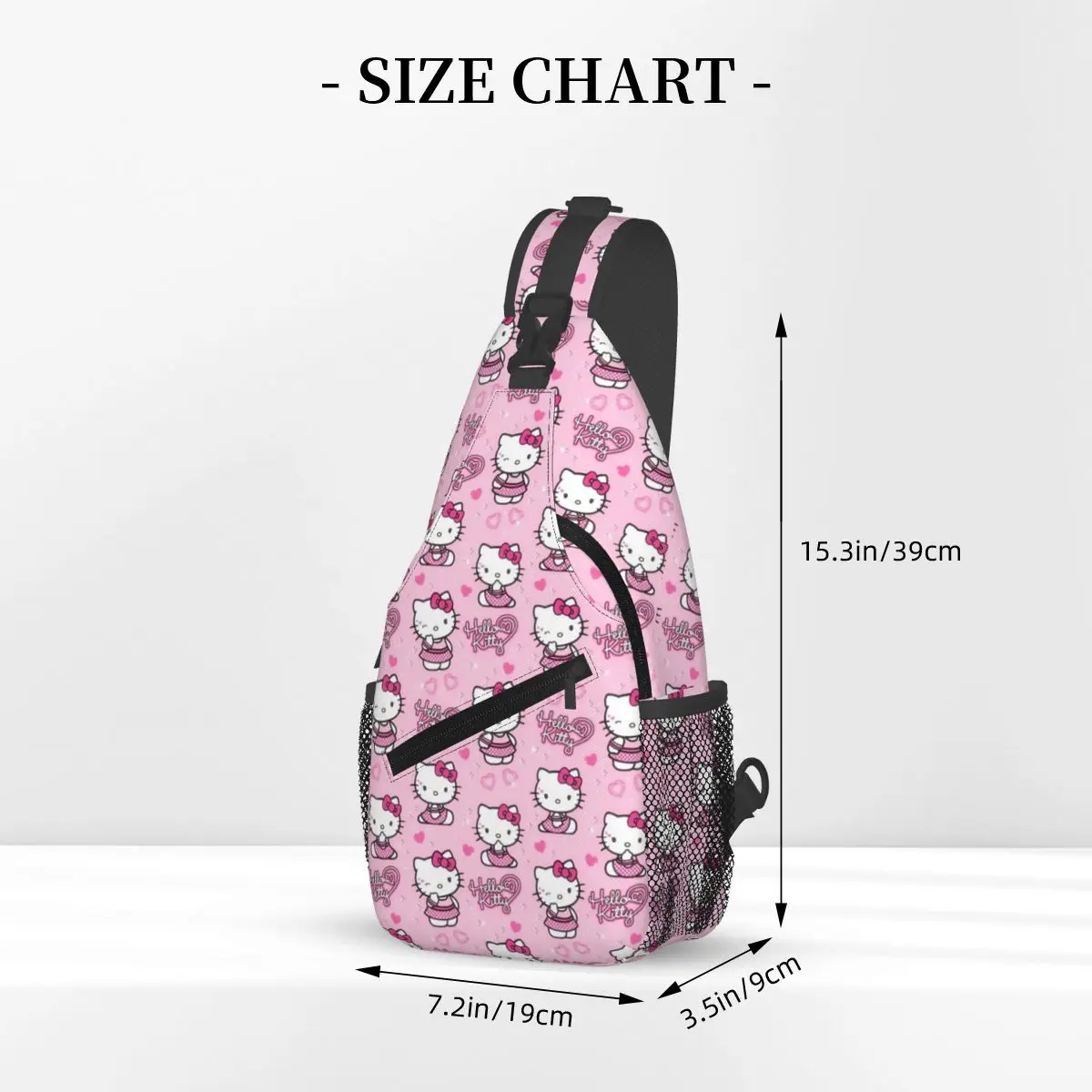 Personalizado Hello Kitty Manga gato hombro bandolera pecho mochila mujeres hombres hombro pecho bolsas Sling bolsa para viajar senderismo bolsas