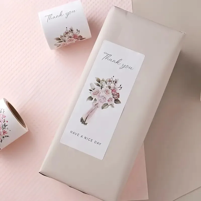 

15x6cm Waterproof Thank You Stickers Multipurpose Self Adhesive Labels for Gift Box Baking Package Envelope Stationery Decor