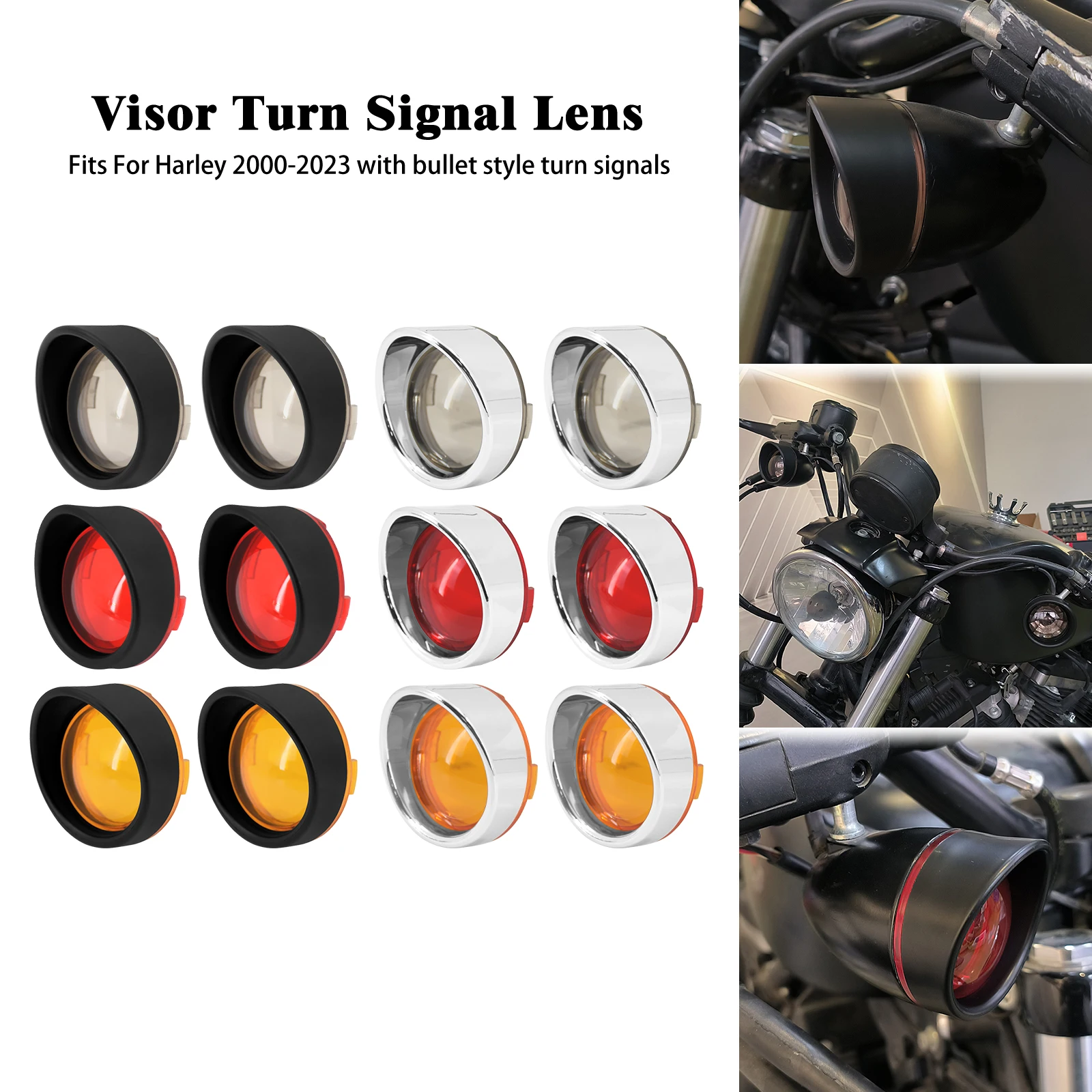 

Motorcycle Turn Signal Light Lens Cover Bezels Visor Trim Rings For Harley Touring FLHR FLHT Softail FXBRS Dyna Sportster XL 883