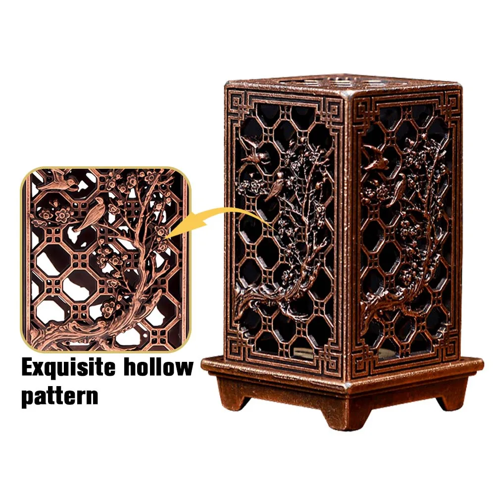 

Square Vertical Xiangyun Alloy Incense Burner, Chinese Plum Holder for Home Aromatherapy & Meditation & Yoga