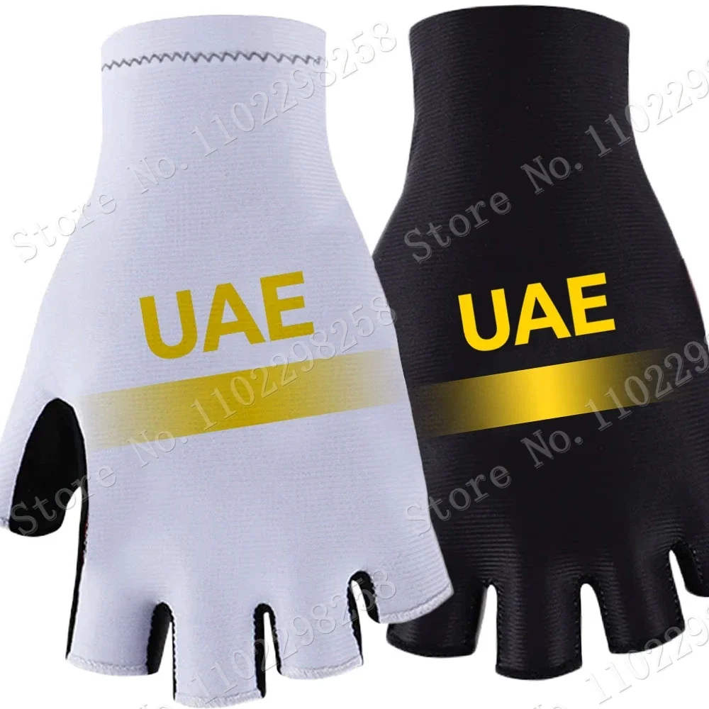 UAE Team Cycling Gloves 2023 White Bicycle Half Finger Glove One Pair Size M-XL Gant Cyclisme