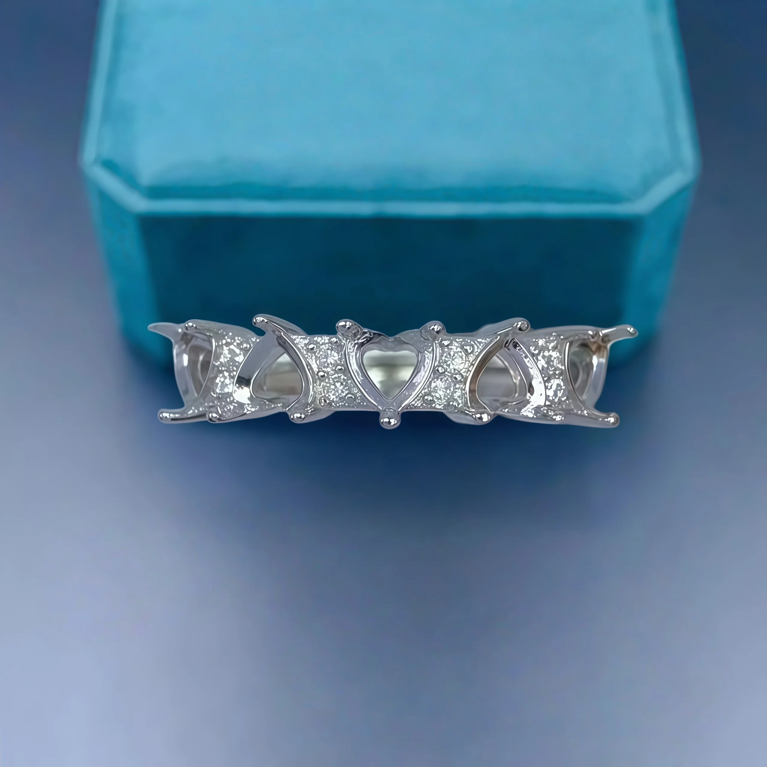 

Модное кольцо «сделай сам», пустой держатель, стерлинговое серебро S925, 4 мм, камень в форме сердца, дизайн с тонкими крыльями, очаровательные ювелирные изделия для женщин