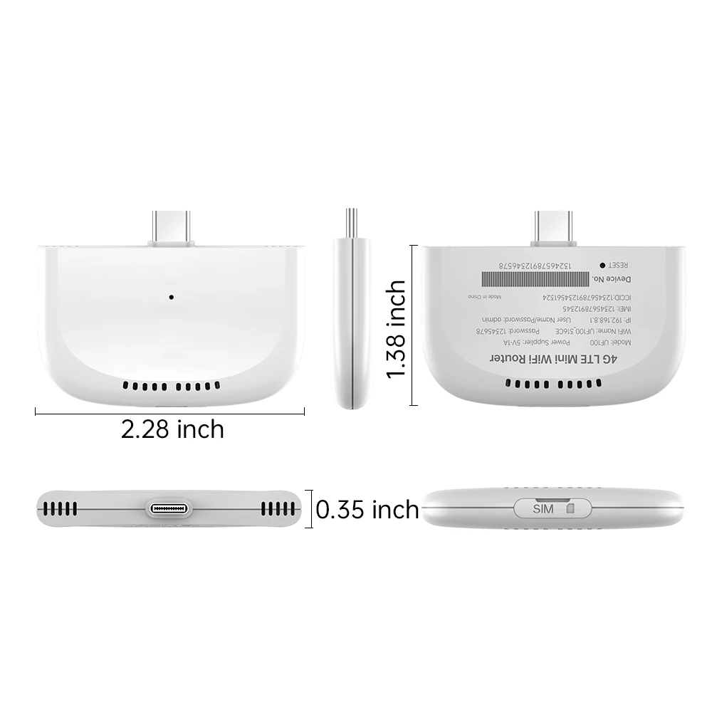 Mini Mobile WiFi 4G SIM LTE WiFi Modem Router Pocket wifi Mobile Hotspot Type-c Interface for Phones Computers Smart Devices