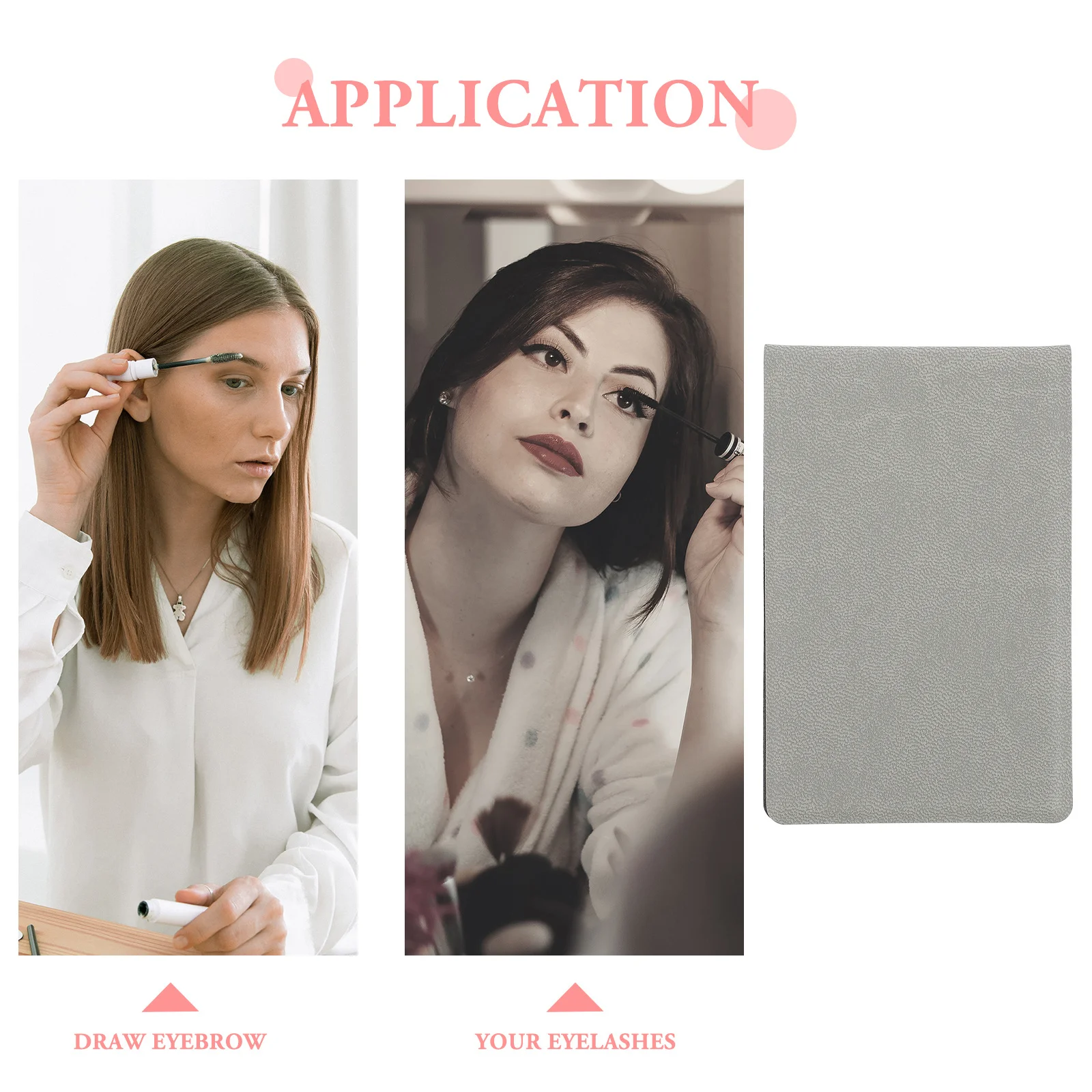 

1Set Folding Makeup Mirror Stainless Steel Reflective Surface PU Cover Pocket Size Mirror for