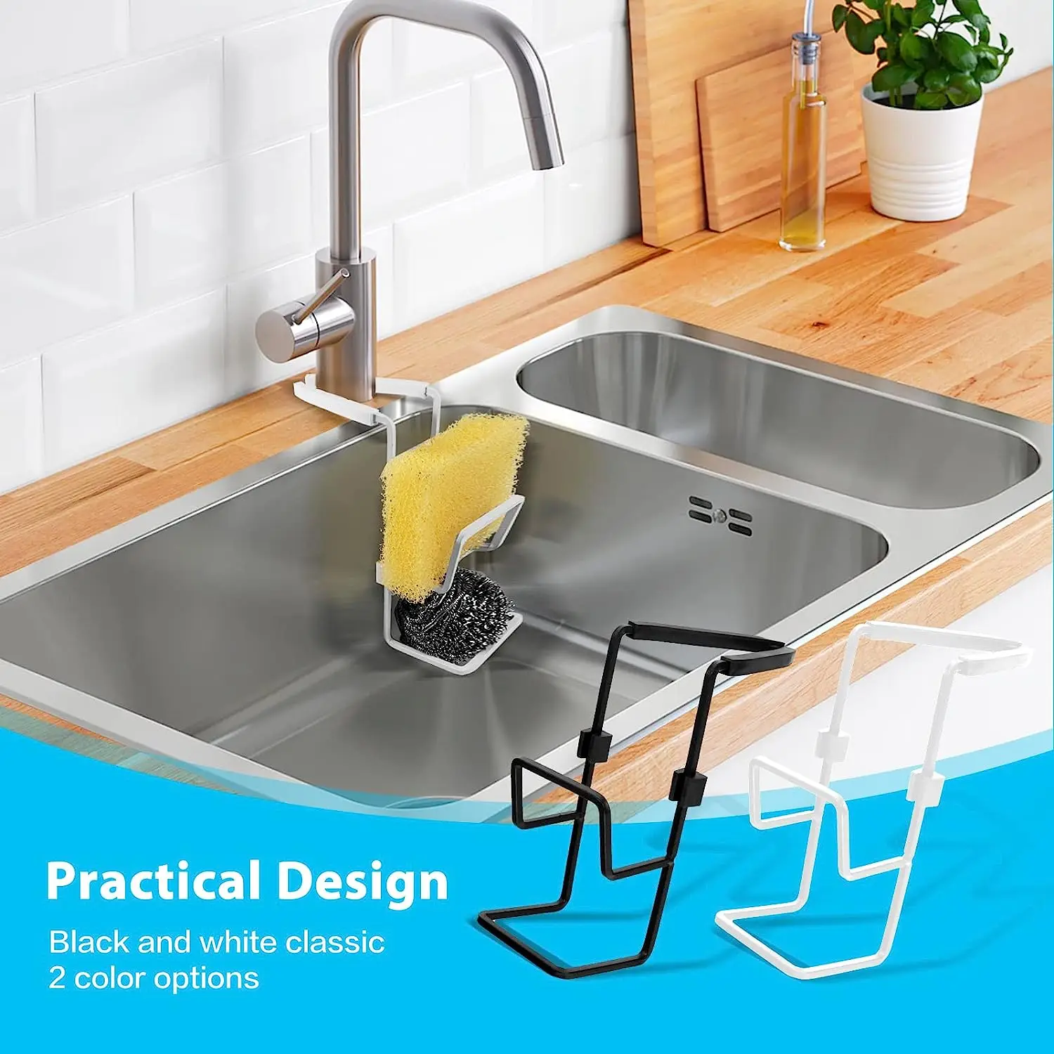 Durable Sink Caddy Sink Sponge Holder Small Kitchen Bathroom Metal Organizer Liquid Dish Drainer Faucet Rack Shower Convenient