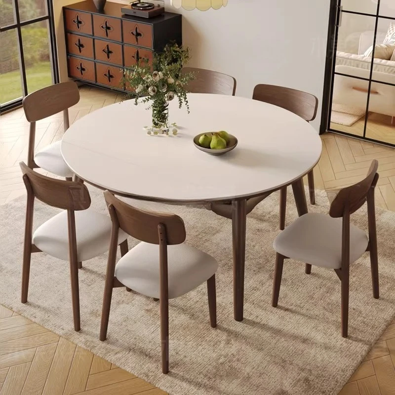 

Extendable Round Dining Table Kitchen Modern Luxury Mid Century Dining Table Lounge Designer Mesas De Comedor Home Furniture