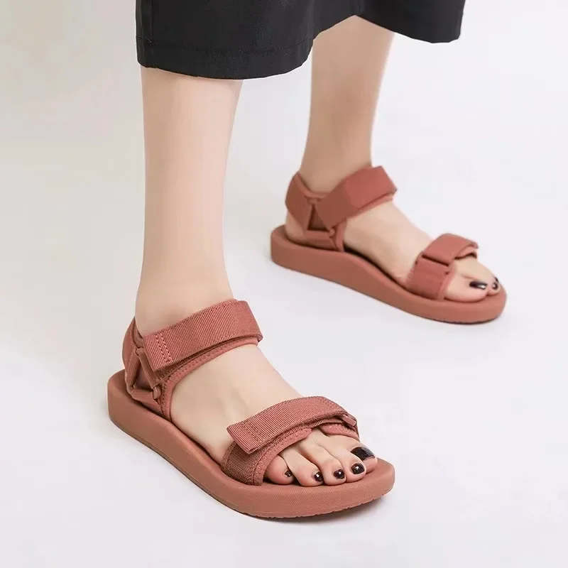 Sandals Women\'s Versatile Flat Beach Shoes 2023 Summer New Fashion Outwear Roman Shoes Womens Shoes  Sandalias De Mujer