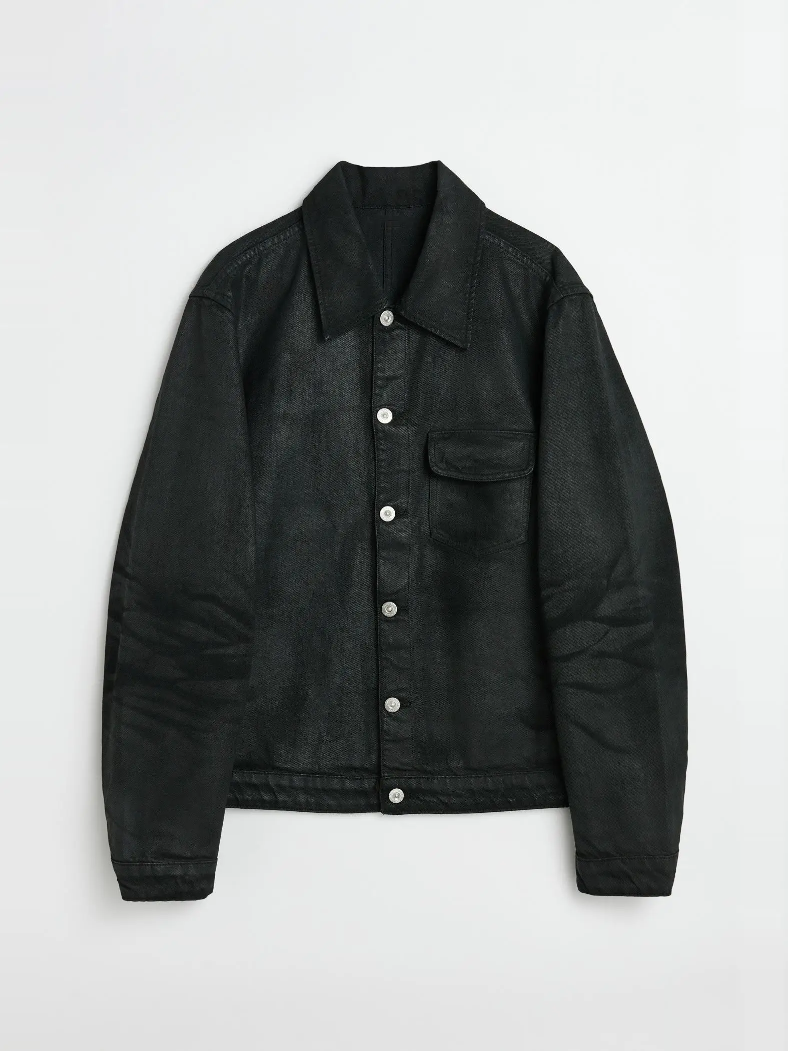 

Loose Silver Bule Denim Jaet PU Bla Jeans Jaet ex Simple Sle Long Sve Coat for Men And Women