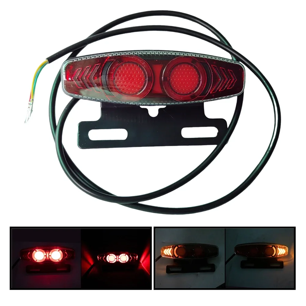 1Pc 36V 48V Electric Bike Tail Light Ebike Rear Lights With Dynamic Turn Signal Position Brake Lamp