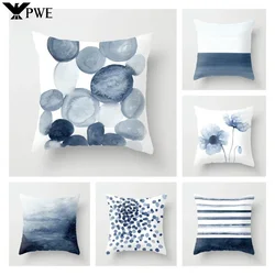 Fodera per cuscino blu acquerello motivo geometrico in marmo astratto federa per divano camera da letto decorazioni per la casa auto ufficio decorativo 45x45cm