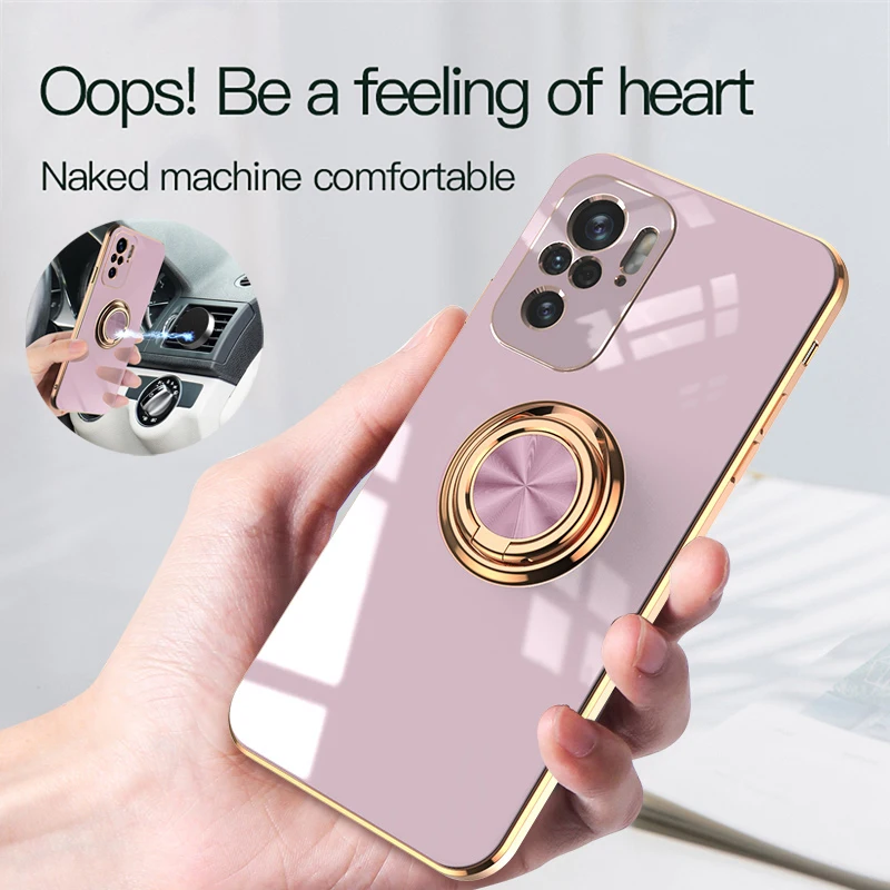 For Xiaomi Poco M5S Case Magnetic Ring Holder Phone Case For Poko Pocco Poxo Little M5S M 5S 5 S PocoM5S 4G Plating Back Cover