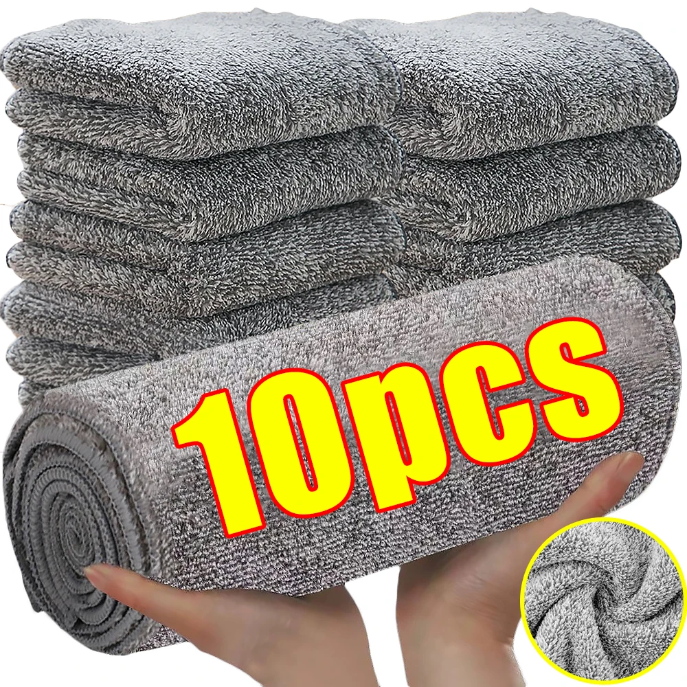 Bamboo Charcoal Cleaning Towel Kitchen Microfiber Cloth Rags Super Absorbent Non-Stick Oil Soft Dish Wipe Household Clean Towel