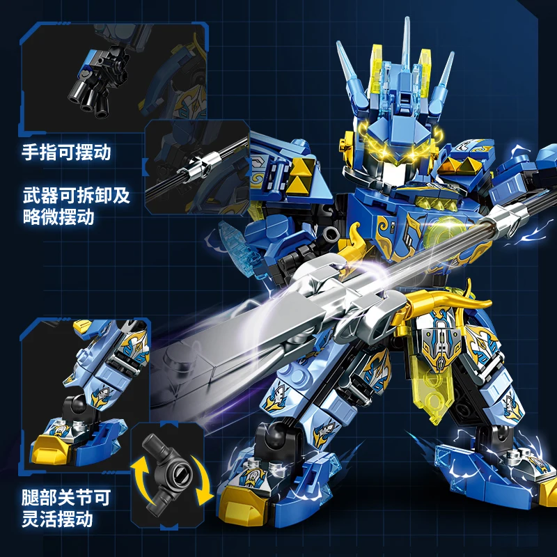 Blocs de construction de guerrier Mecha, Super héros vert Zhao Yun Robot, figurine d'action à monter soi-même, cadeau d'anniversaire et de noël pour garçons, jouet pour enfants