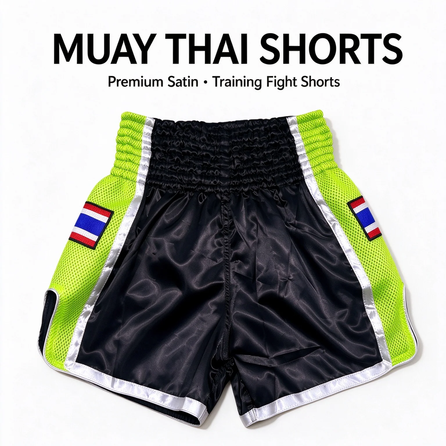 Muay Thai Boxing Shorts Men Women Kids Thailand Flag Embroidery Boxing Shorts Satin Martial Arts Kickboxing Competition Pants