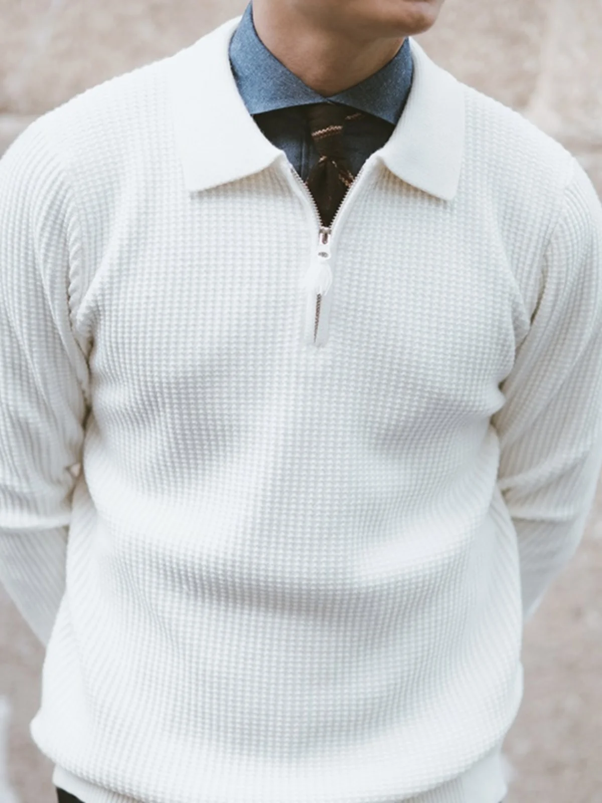 

Warm Casual Men's Zipper Ne Knitted Sweater Vintage Busin Base Layer Pure Color Slim Fit Autumn Winter All Match Knitwear