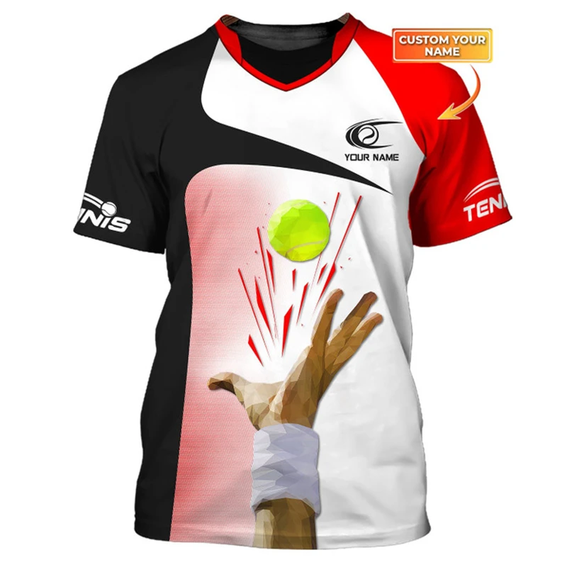 Custom Name Tennis Ball Graphic T-shirt Men Women Sport Fashion Street Trendy Round Neck T Shirts DIY Personality Men Tee Tops view 4