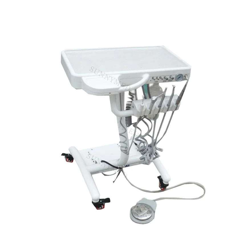 

SY-M048 Delivery Cart Mobile With Air Compressor Instrument Tray Portable Unit With Light Cure And Scaler