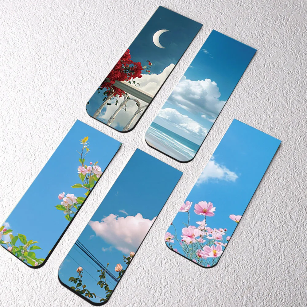 5PCS Magnetic Bookmarks the Sky Design Reading Page Markers Student Creative Gift Book Decoration Page Signings