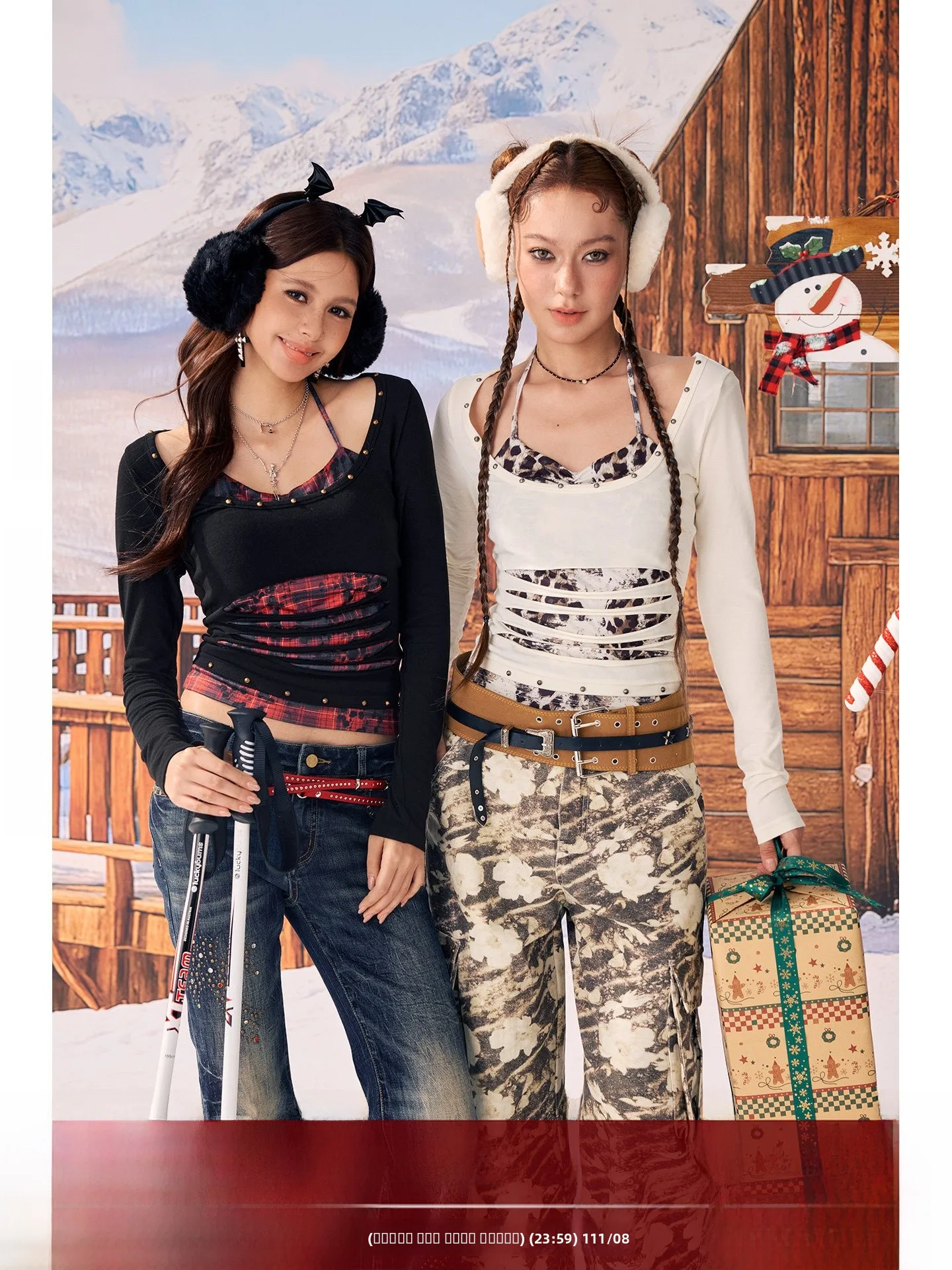 

Rebellious Holiday Spicy Girl Slim Fit Knitwear Women's Faion Cannon Bead Design Padded ort Sve Long Ne Square Collar