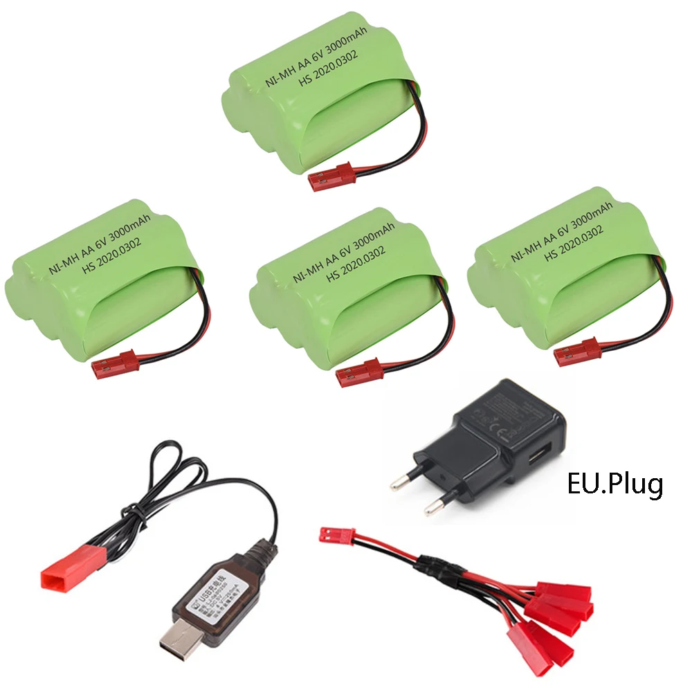 6V 3000mAh Battery JST Plug with Charger sets For RC Cars Robots Tanks Gun Boats AA 2400mah 6v NiMH upgrade Battery Pack