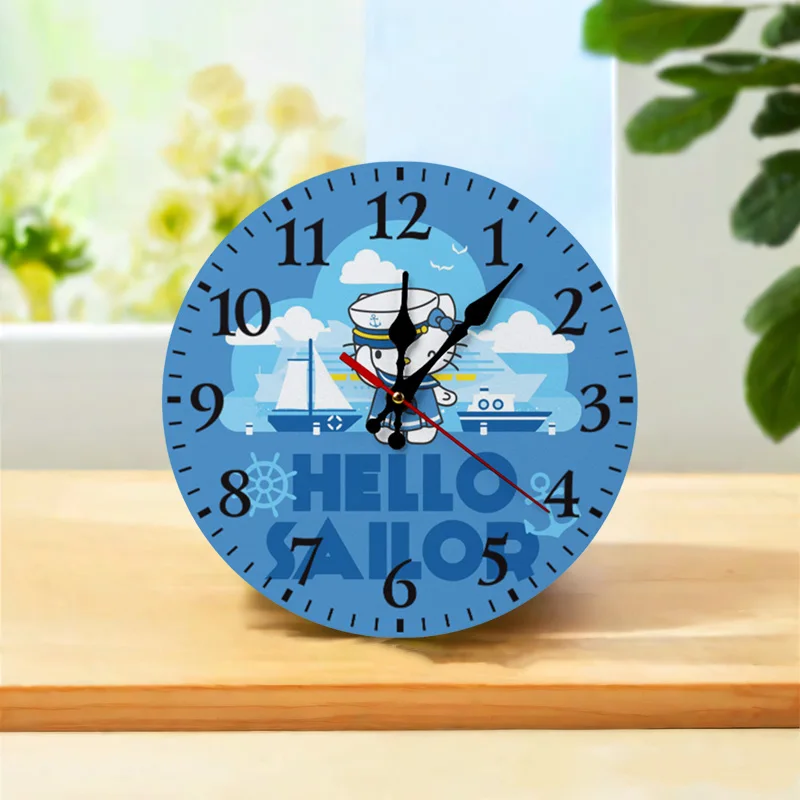 

Cartoon Anime Hello Kitty Wall Clock Kawaii Navy Sailing Kt Cat Silent Clock Wall Hanging Decor Girls Bedroom Clock Kids Gift