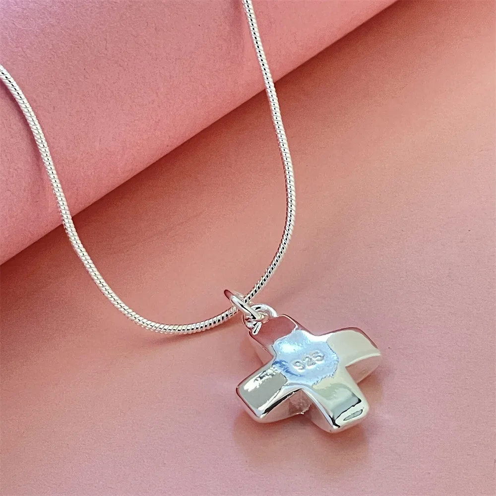 

Hot charms 925 Sterling Silver classic cross Necklace for women 18-30 inch Fashion Versatile Jewelry Wedding Party Birthday Gift