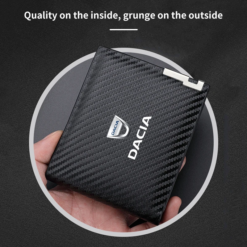 Car Accessories Carbon Fiber Driver License Storage Wallet For Dacia Logan Duster Sandero Stepway 2021 Largus 1300 Lodgy Mcv 2