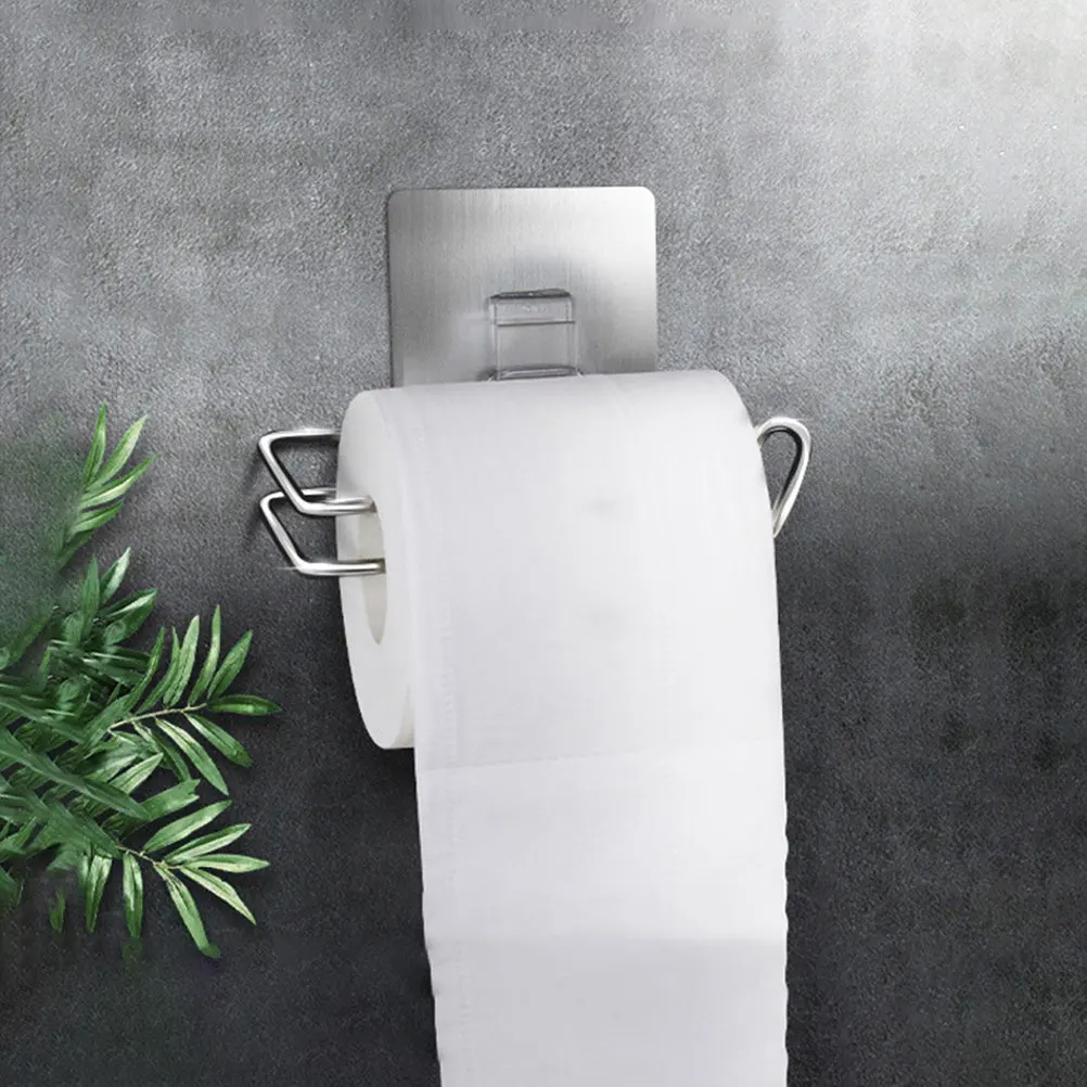 

1Pcs Stainless Steel Wall Mounted Toilet Tissue Paper Rack No Punching Design Elegant Bathroom Accessory for Home Hotel Use