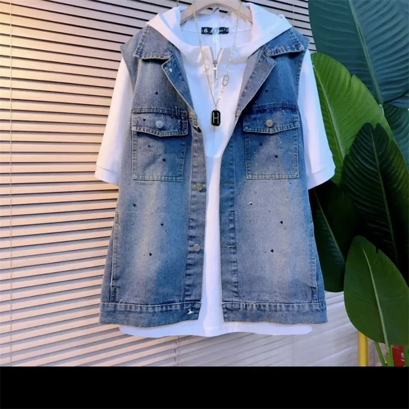 

Denim Vest Fashion Women Vests Waistcoat 2026 Spring Autumn Loose Sleeveless Denim Jacket Coat Top