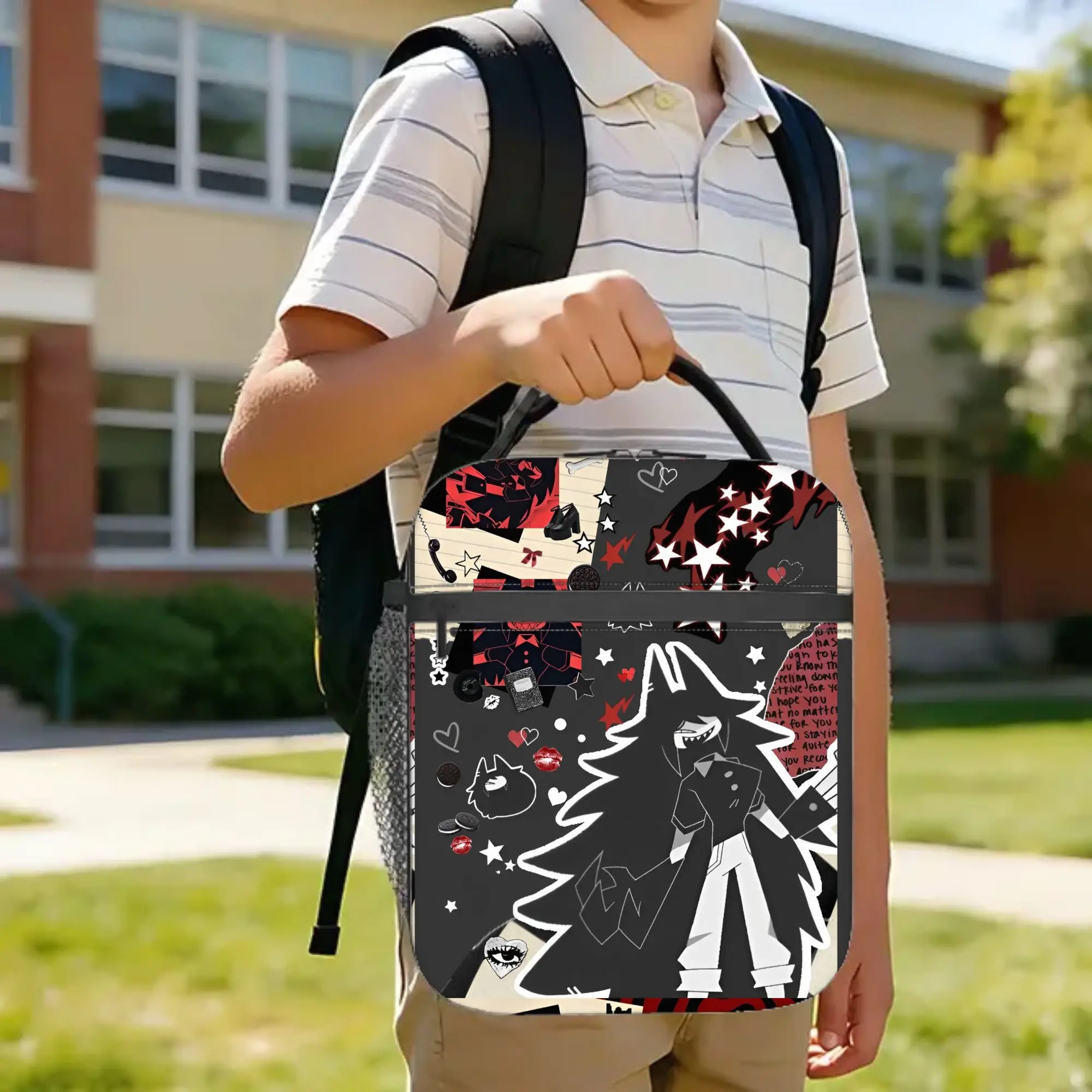 Cartoon Anime Miss Circle Insulated Lunch Bag Portable  Education Lunch Container Thermal Bag Lunch Box Tote Food Handbags