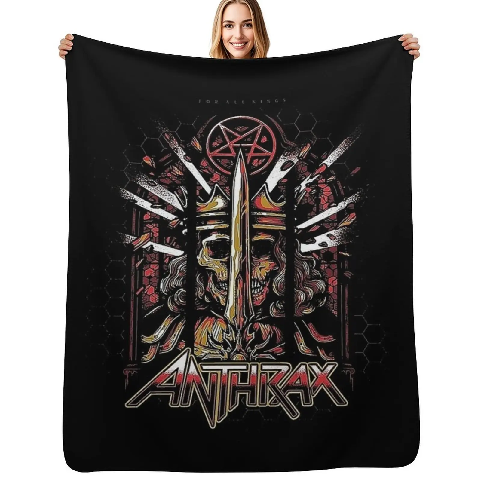 anthrax band Throw Blanket Stylish Decor Blanket Gift for Friends Roommate