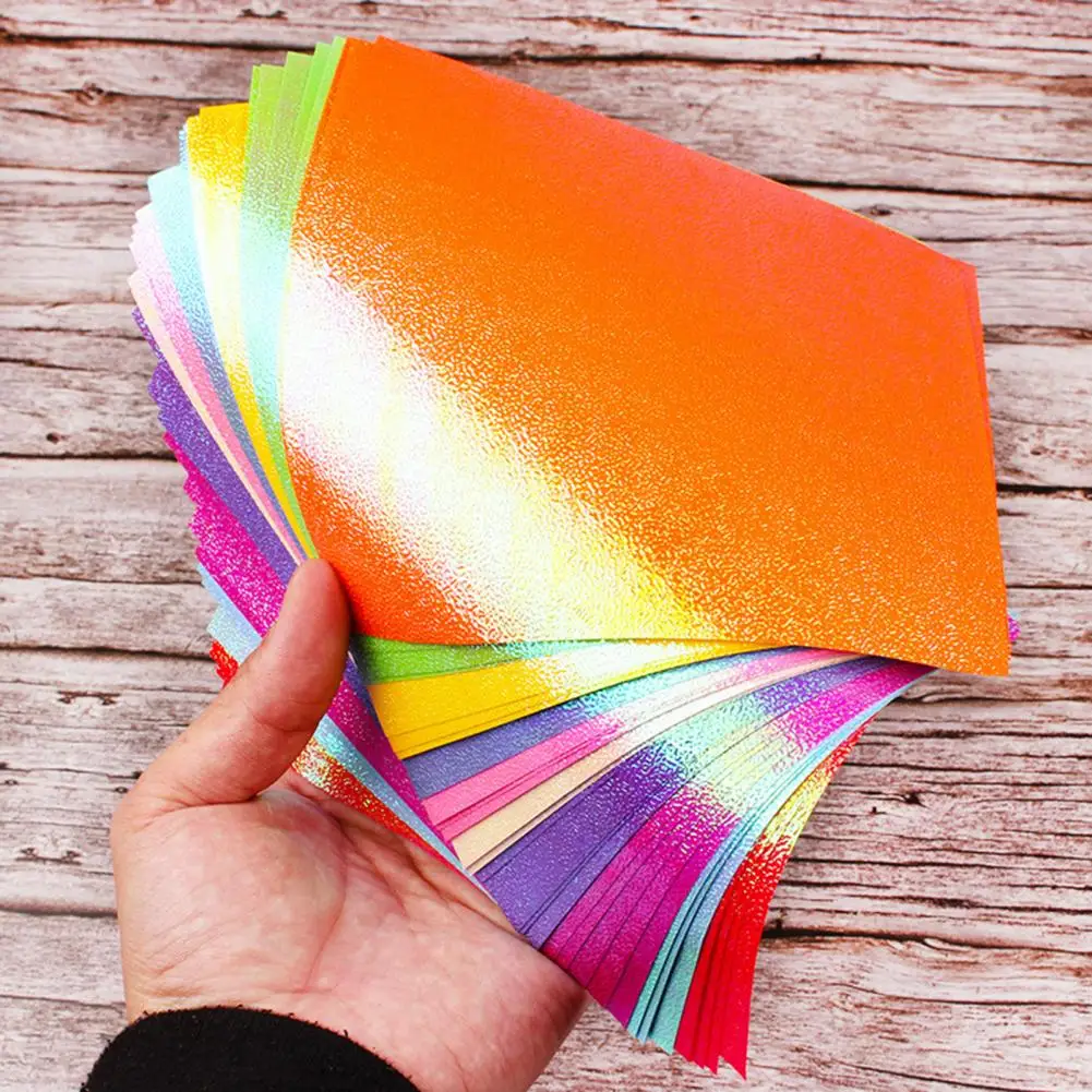 50Pcs/Bag Multi Size Square Origami Paper Single-sided Glitter Folding Papers Handcraft Tool Multi DIY Scrapbooking