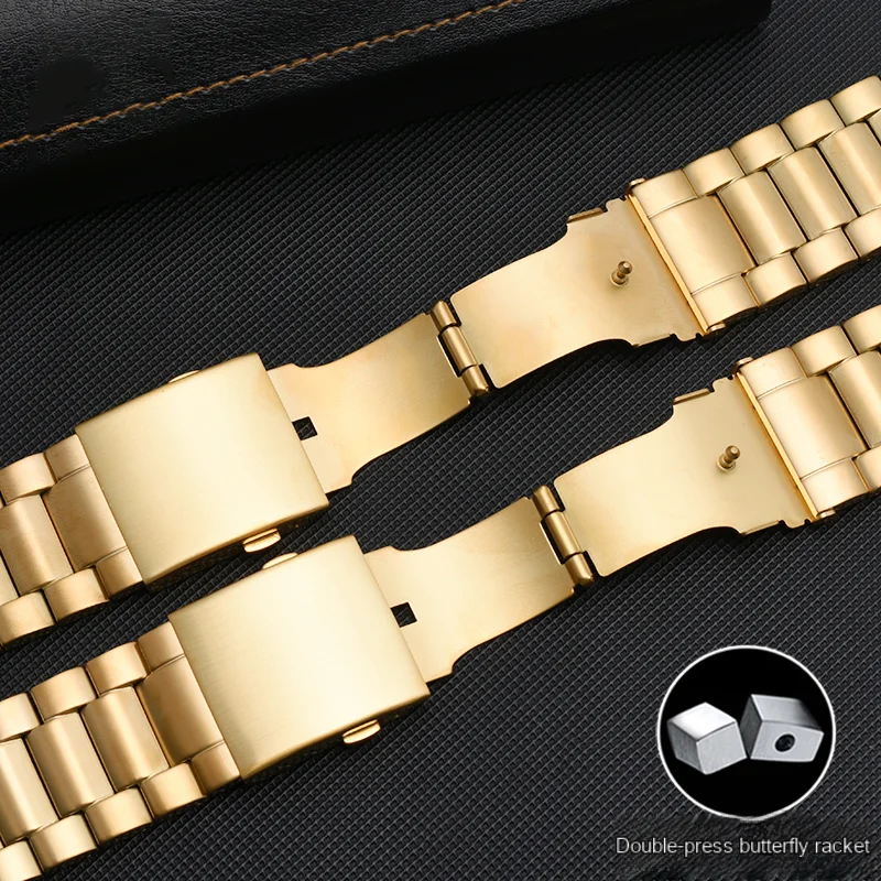 Gold metal strap 24m 26mm 28mm For Diesel DZ7333 metal strap DZ4344 steel strap large dial men\'s watch band gold watch chian