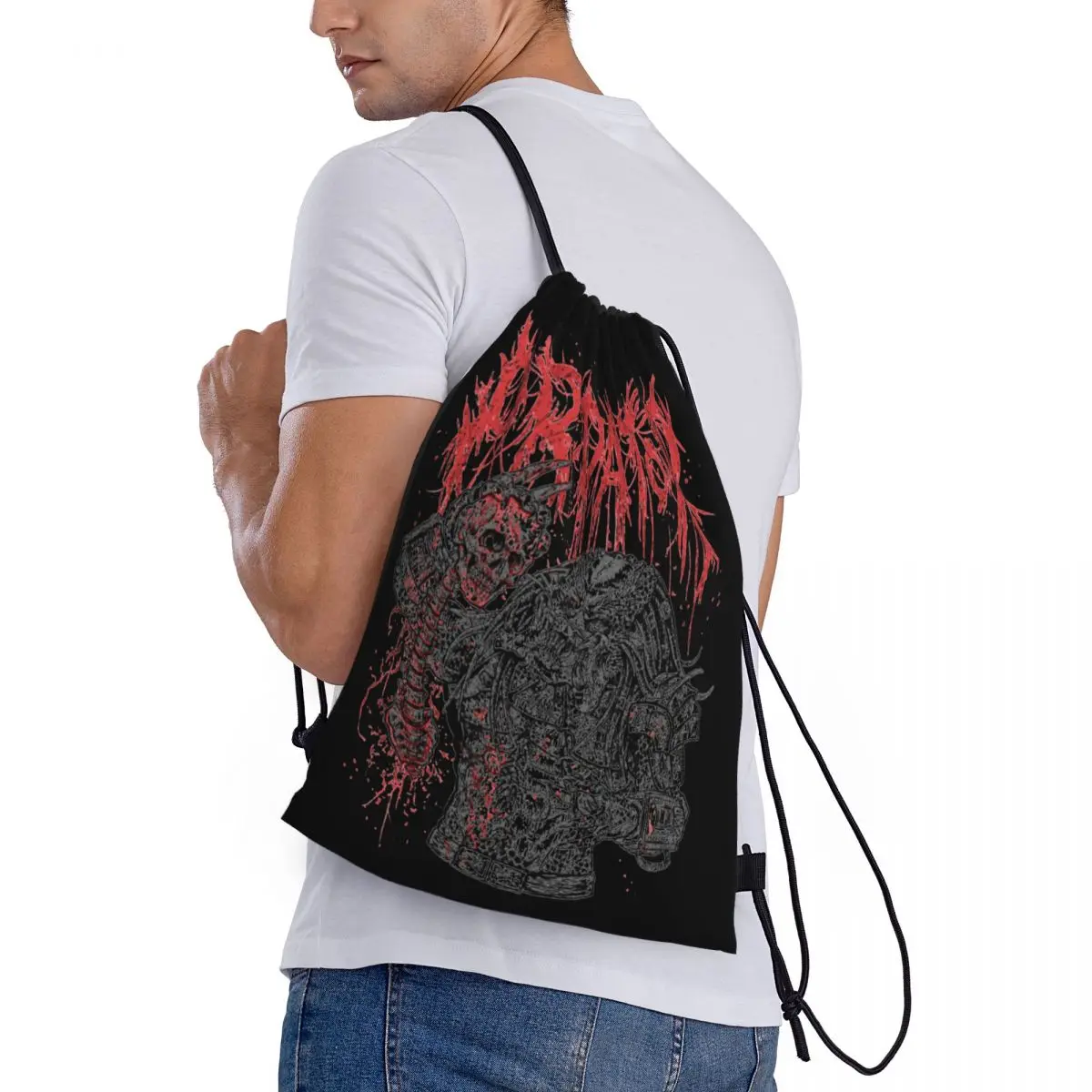 Predator Movie Alien 22 Backpack Humor Graphic Knapsack Drawstring Bags Gym Bag Vintage Schools