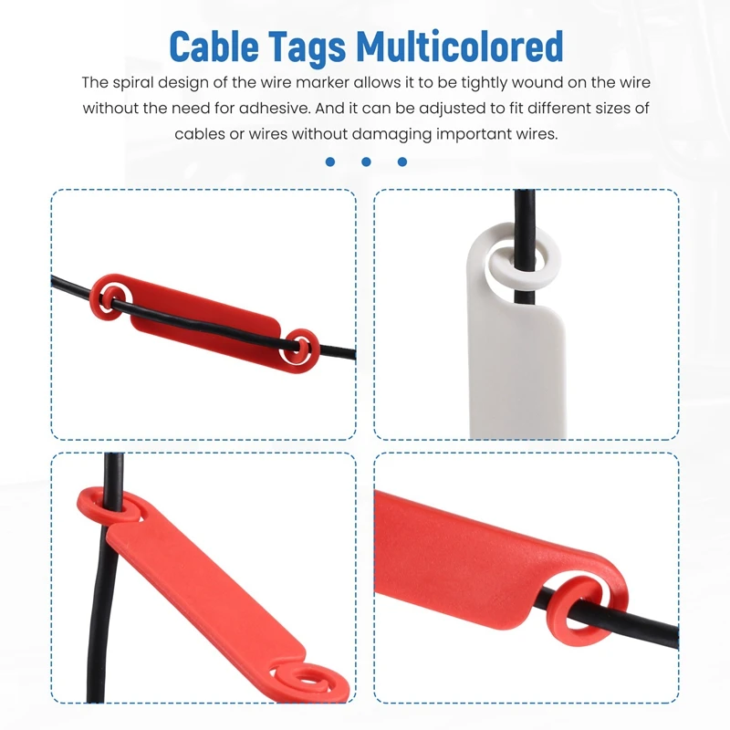 40Pcs Cable Labels Tags For Marking Wires Multicolored Cable Management Labels Clip Cord Cable Identification Marking