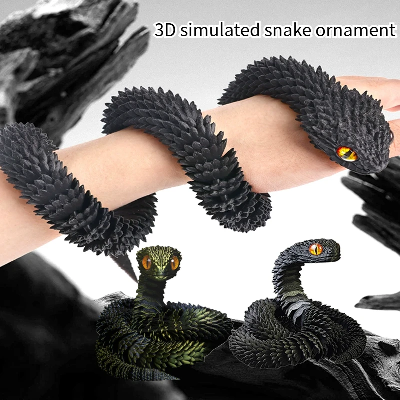 3D 30 cm lustiges Schlangenspielzeug, Edelsteinaugen, Bastelzubehör für Weihnachten und Neujahr, simuliertes Tier-Desktop-Zubehör für Zuhause