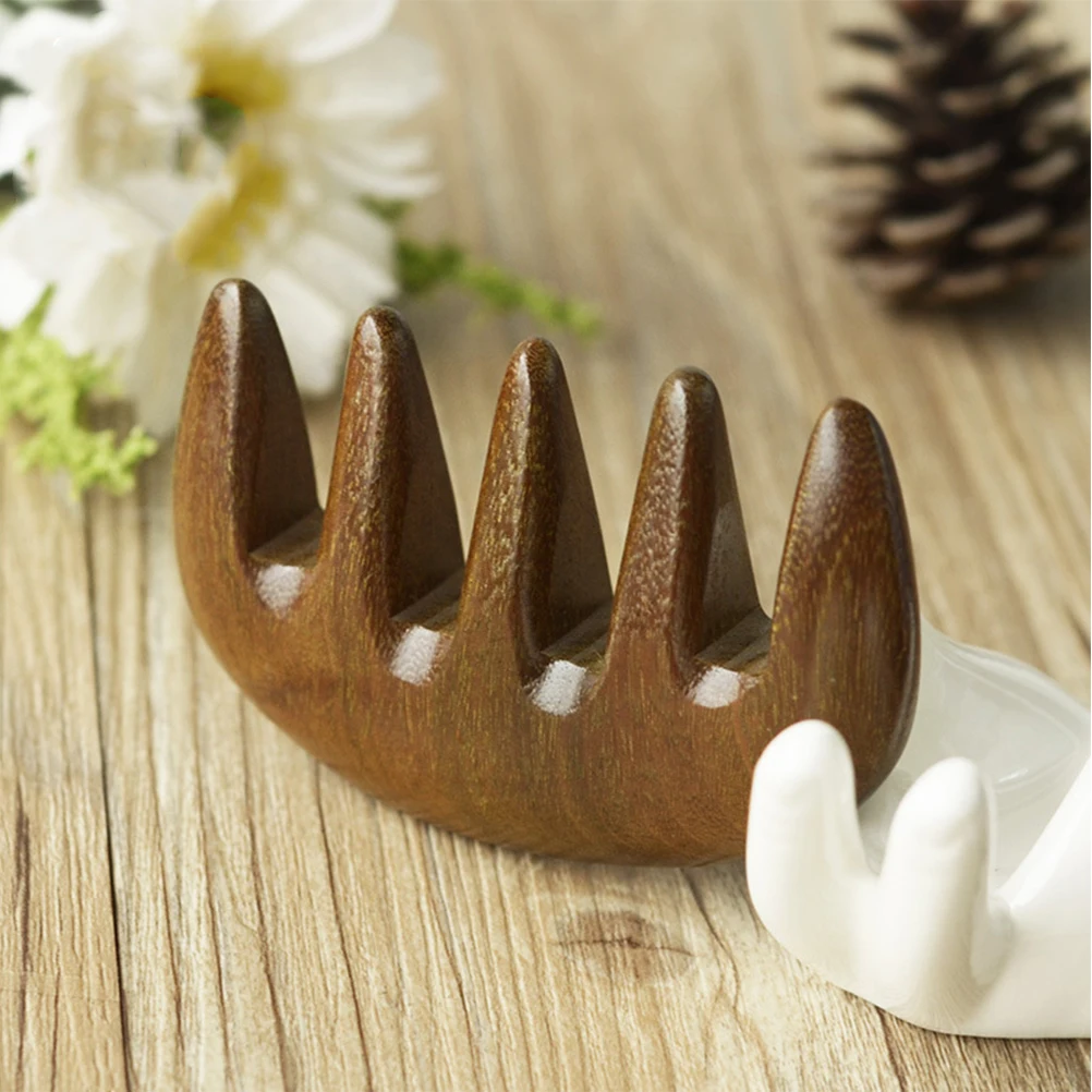 

Wooden Massaging Comb 5 Teeth Durable Broad Tooth Hair Comb Scalp Massager Portable Relaxing Hairbrush for Men and Women
