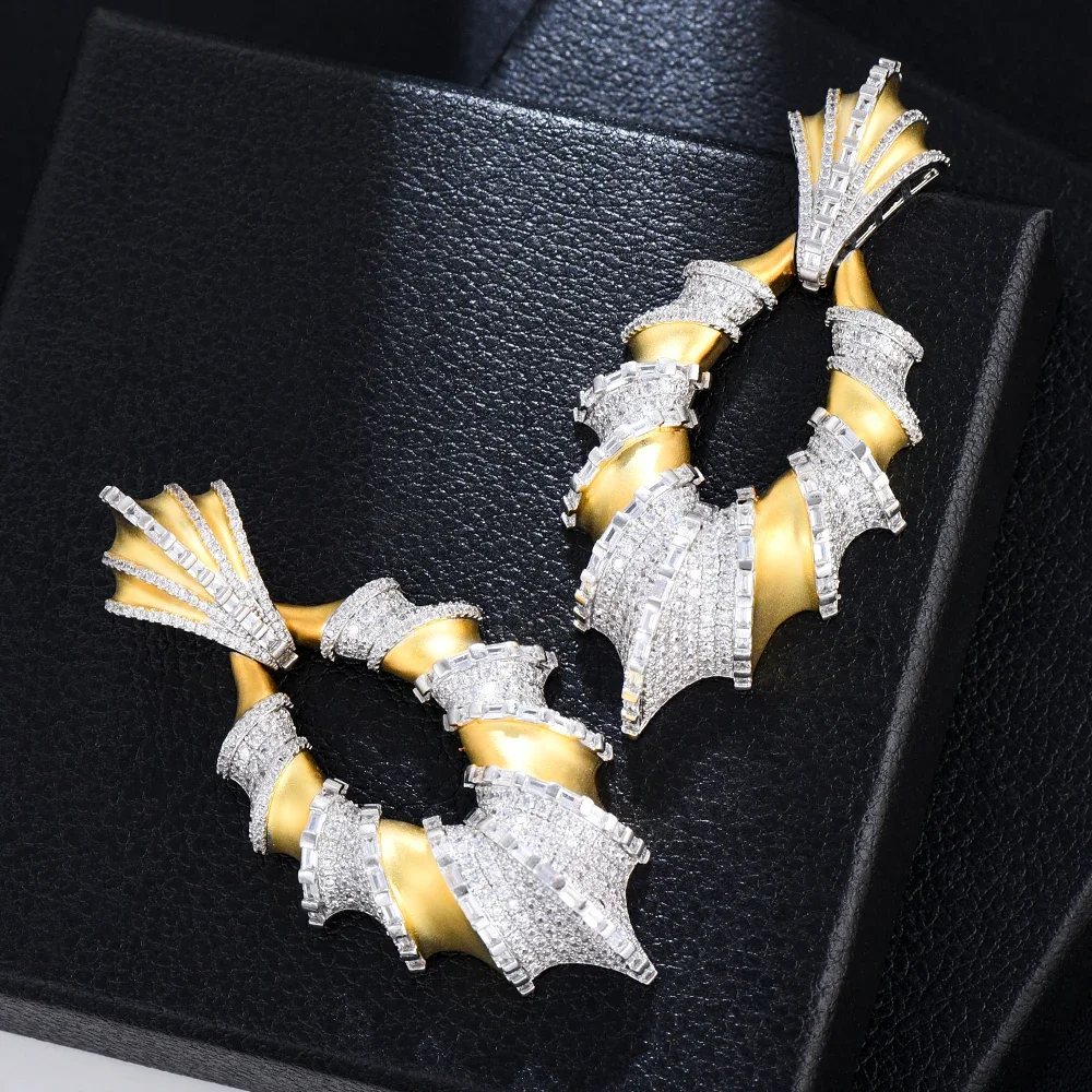 

Missvikki Luxury Vintage Big Earrings For Women Wedding Party CZ Golden Hollow Engraving Dubai Bridal Earrings Fashion Jewelry