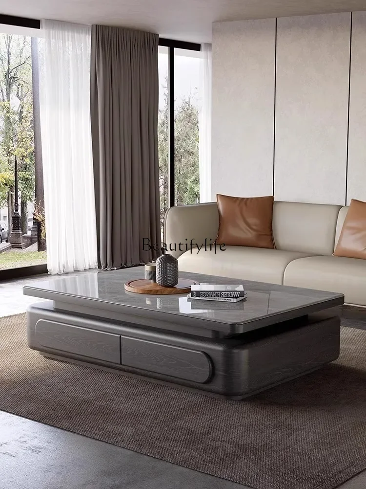 

FG40Medieval solid wood rock slab coffee table small apartment living room locker