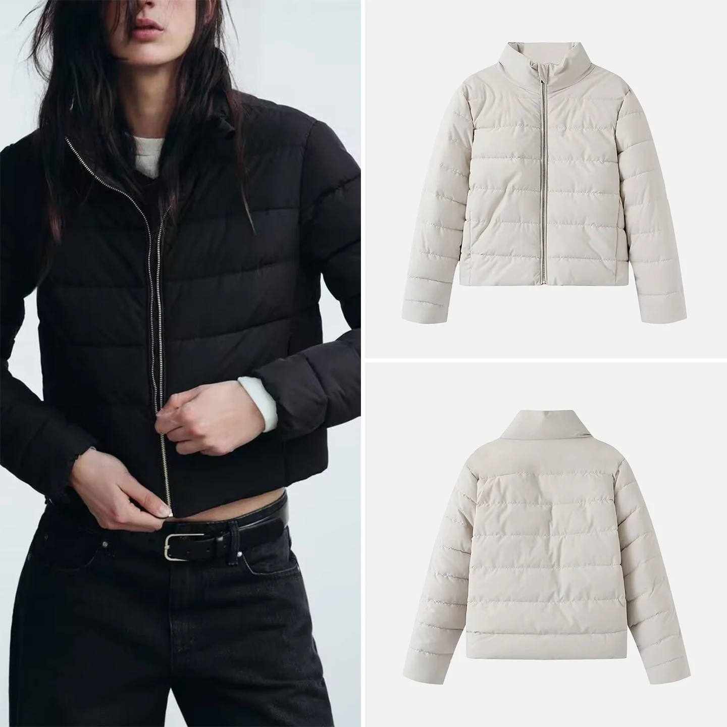 معطف Z للسيدات من Faion ort 2025 جديد Sle دافئ طويل Sve بياقة واقفة لونين من القطن Jaet Commute بقصة ضيقة #1