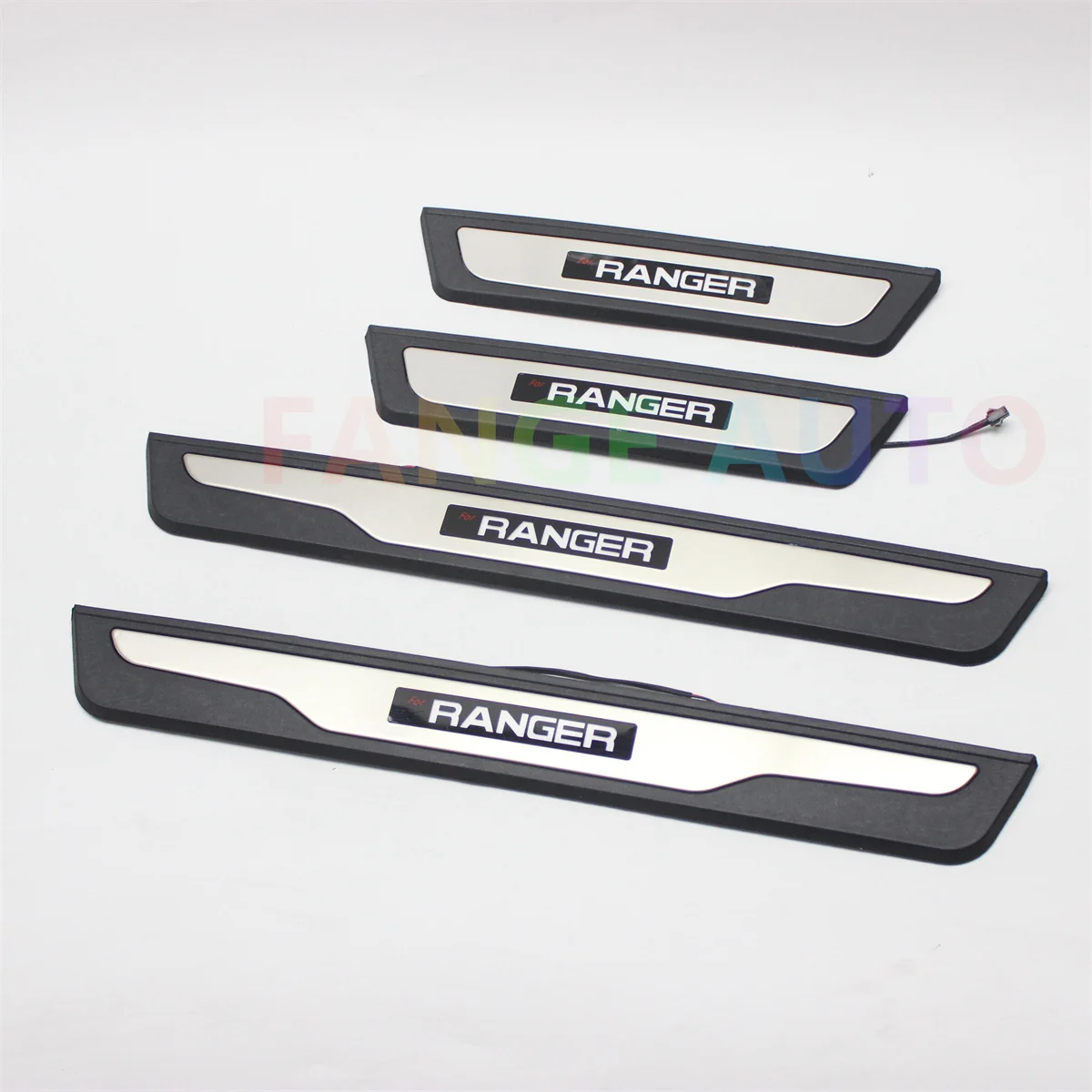4PCS ABS Stainless Steel Led Door Sill Scuff Plate Auto Pedals Protector Cover For Ford Ranger 2019-2023 T6 T7