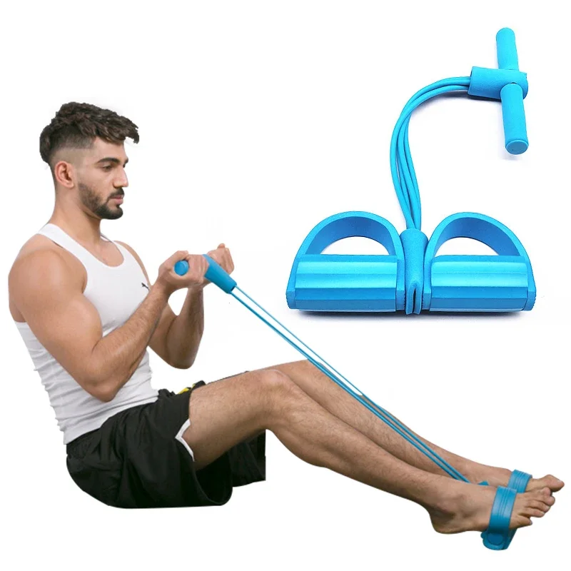 4 Tubes Latex Pedal Gym Exerciser Fitness Resistance Bands Sit-up Pull Rope Multi Function Tension Rope Yoga Fitness Equipment