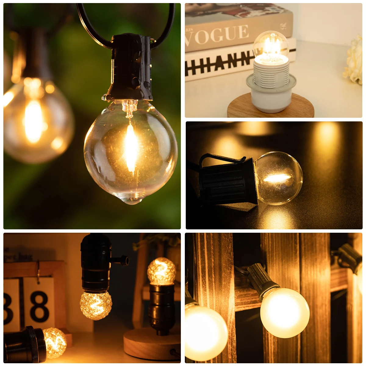 2 Stuks Mini Globe G40 Led Bollen E27 220V E14 E12 Warm Wit Dimbaar Vintage Vervangbare Hanger Slinger Gloeilamp Decor Licht