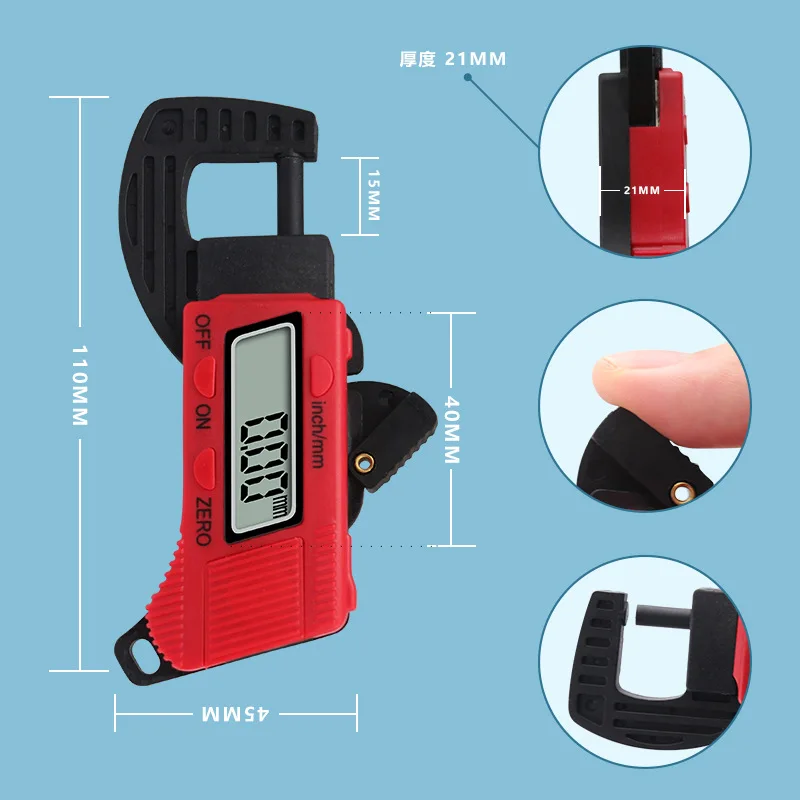 Digital Thickness Gauge Digital Micrometer Inch/Metric 0-0.5/0-12.7mm Electronic Micrometer Gauge Measuring Tool With Large LCD