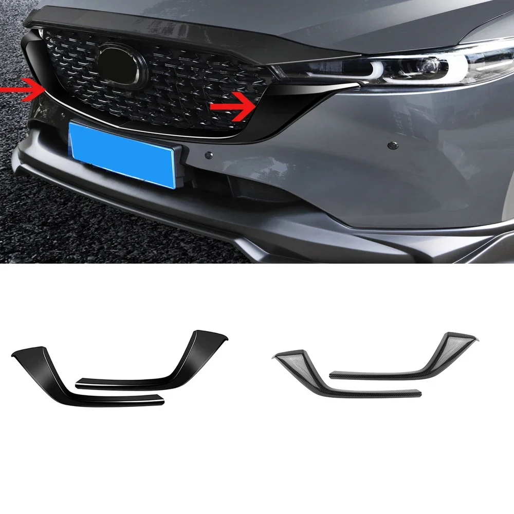 For Mazda CX-5 CX5 2022 2023 ABS Carbon Fiber Black Car Front Side Bumper Racing Grills Mesh Around Trim Cover  Accessories