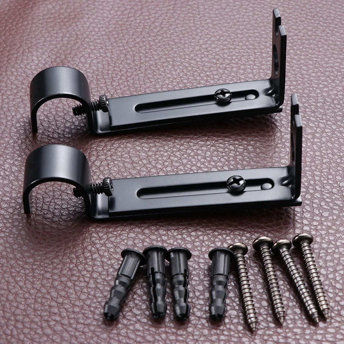 

2 pcs Curtain Bracket Adjustable Black Iron Holder for 19.05mm Iron Curtain Holder Diameter Easy Install Decorative Hardware