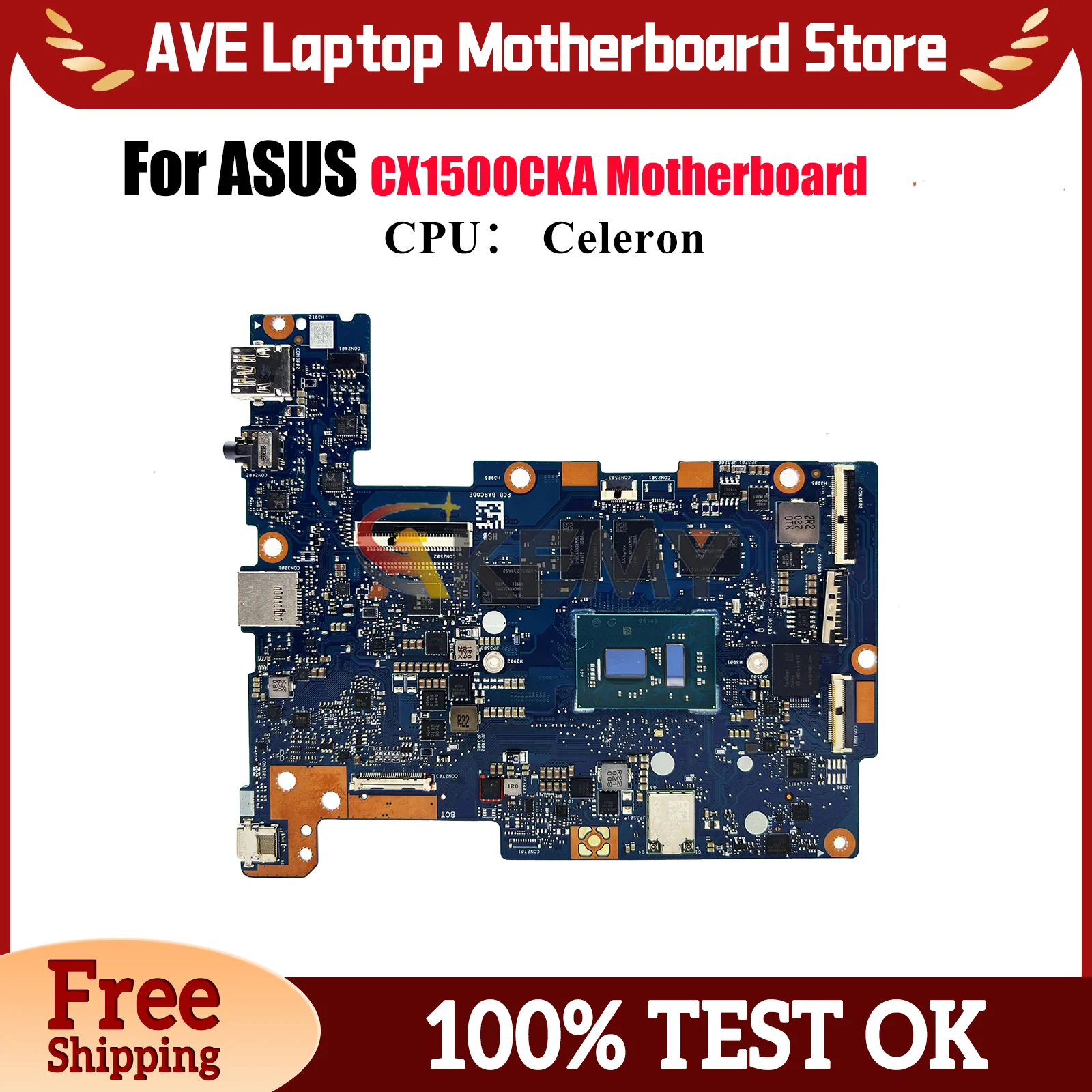 

CX1500CKA Laptop Motherboard For ASUS Chromebook CX1 CX1500CKA CX1500C Notebook Mainboard With R3 R5 R7 CPU 100% tests OK stk