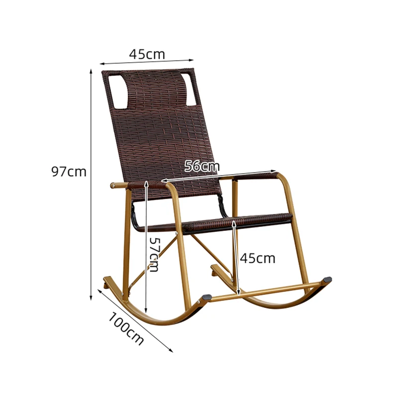 Summer Lounge Beach Chair Rattan Outdoor Balcony Casual Rocking Nap Adult Rocking Chair Single Sillas Outdoor Furniture WKOC