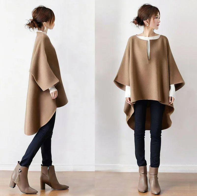 2025 Autumn New Round V-neck 7-point Sleeve Bat Front Short Rear Long Top