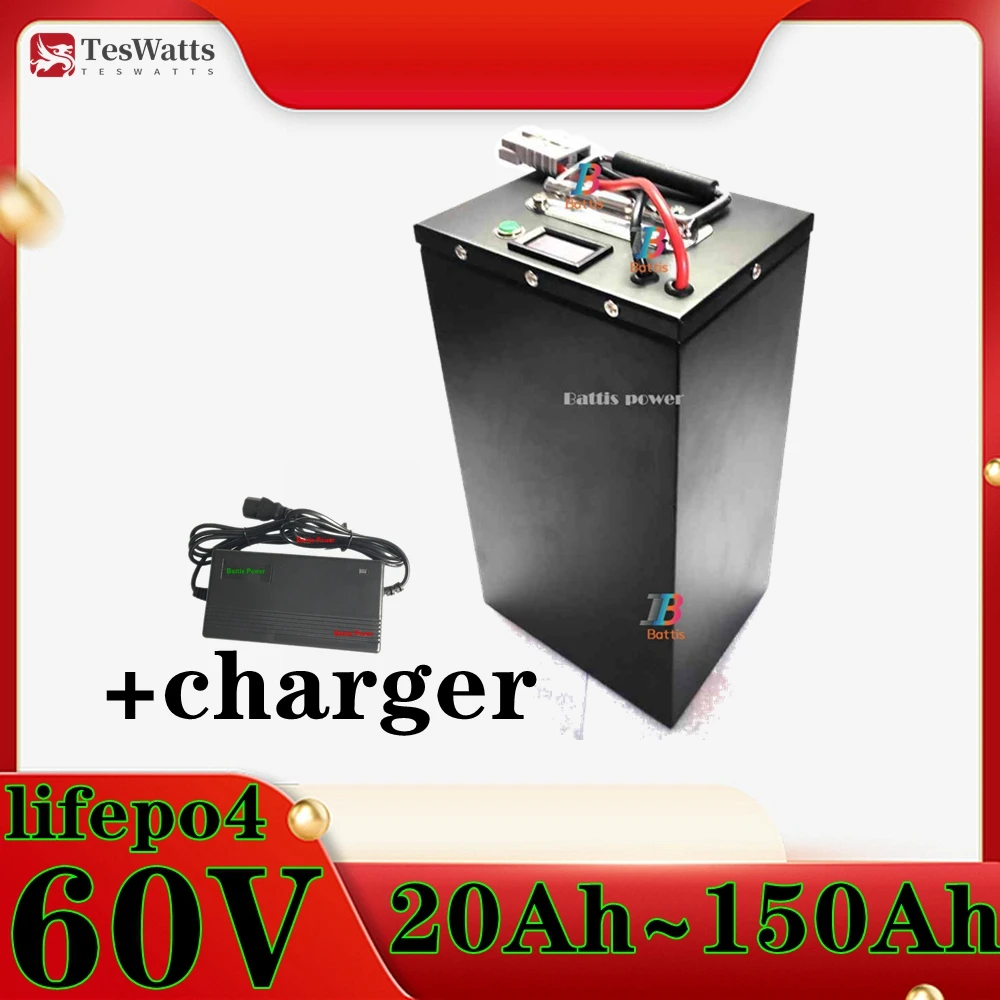 

Teswatts 100Ah 60V 60Ah 80Ah 30Ah 60V 40Ah 150Ah 120Ah lifepo4 аккумулятор с Bluetooth APP BMS 30A 50A 100A + зарядное устройство